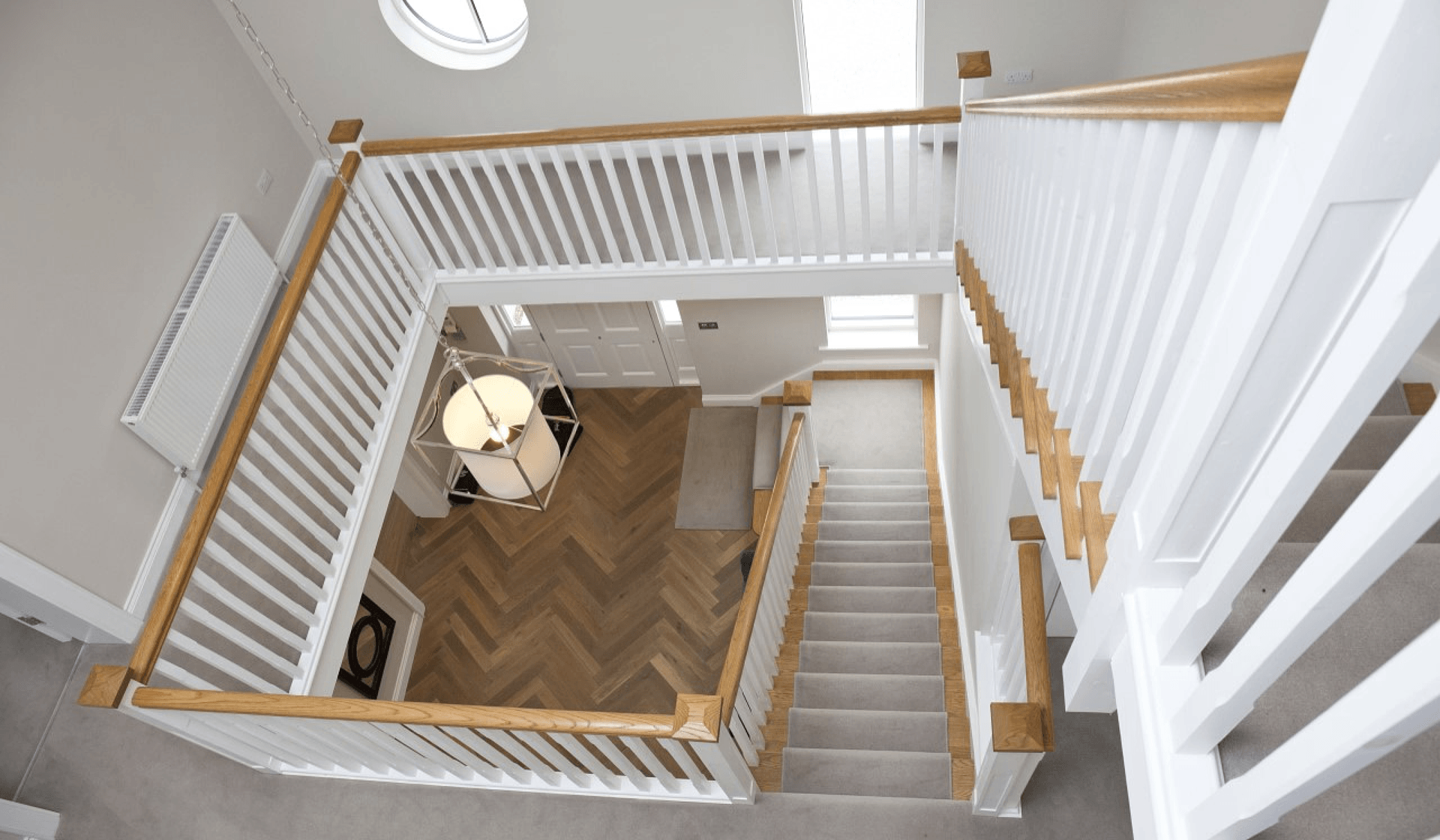 Stairs closed riser cut string l shaped stairs